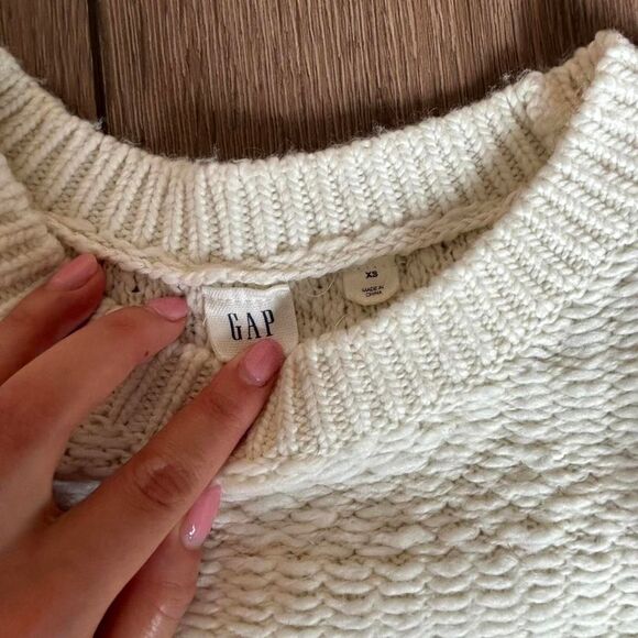 GAP white wool Fringe Jacquard Pullover Sweater long sleeve size XS - Picture 4 of 5